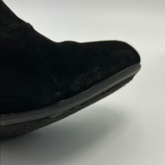 BAMBOO Faux Suede Ankle Boots Women's 9 Black Chunky Heel Booties Zip Almond Toe - Picture 14 of 16